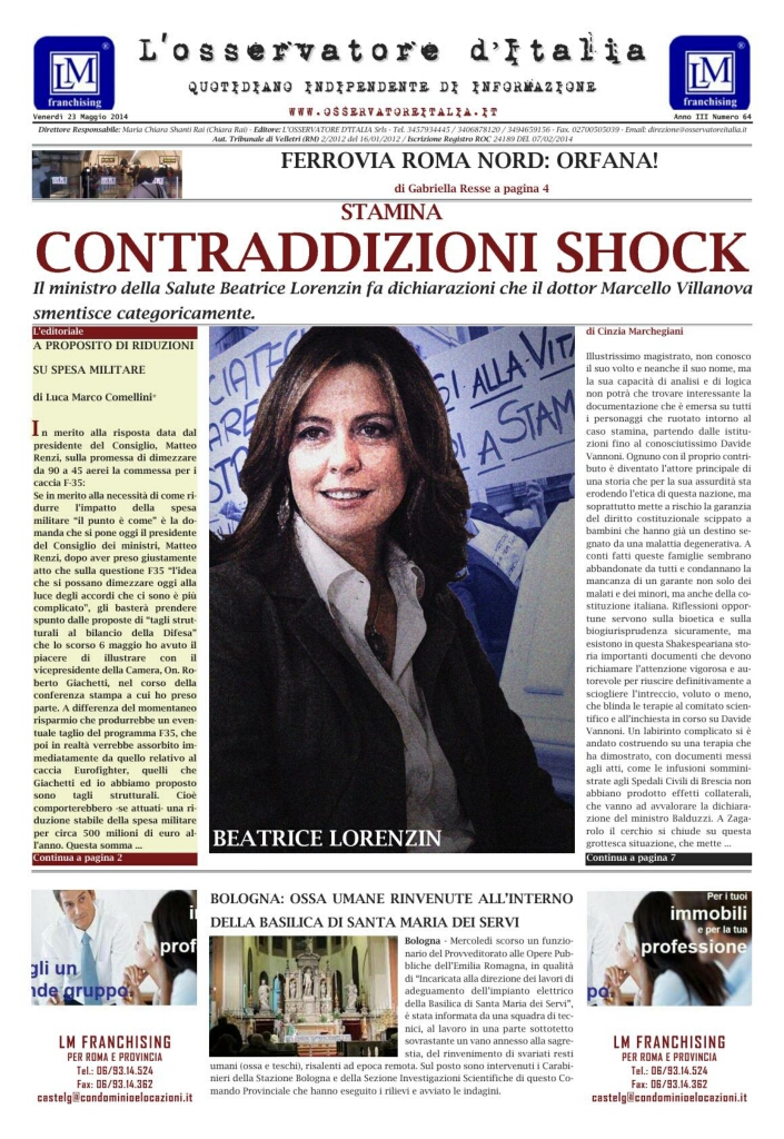 L'osservatore d'Italia edizione del 23 Maggio 2014
